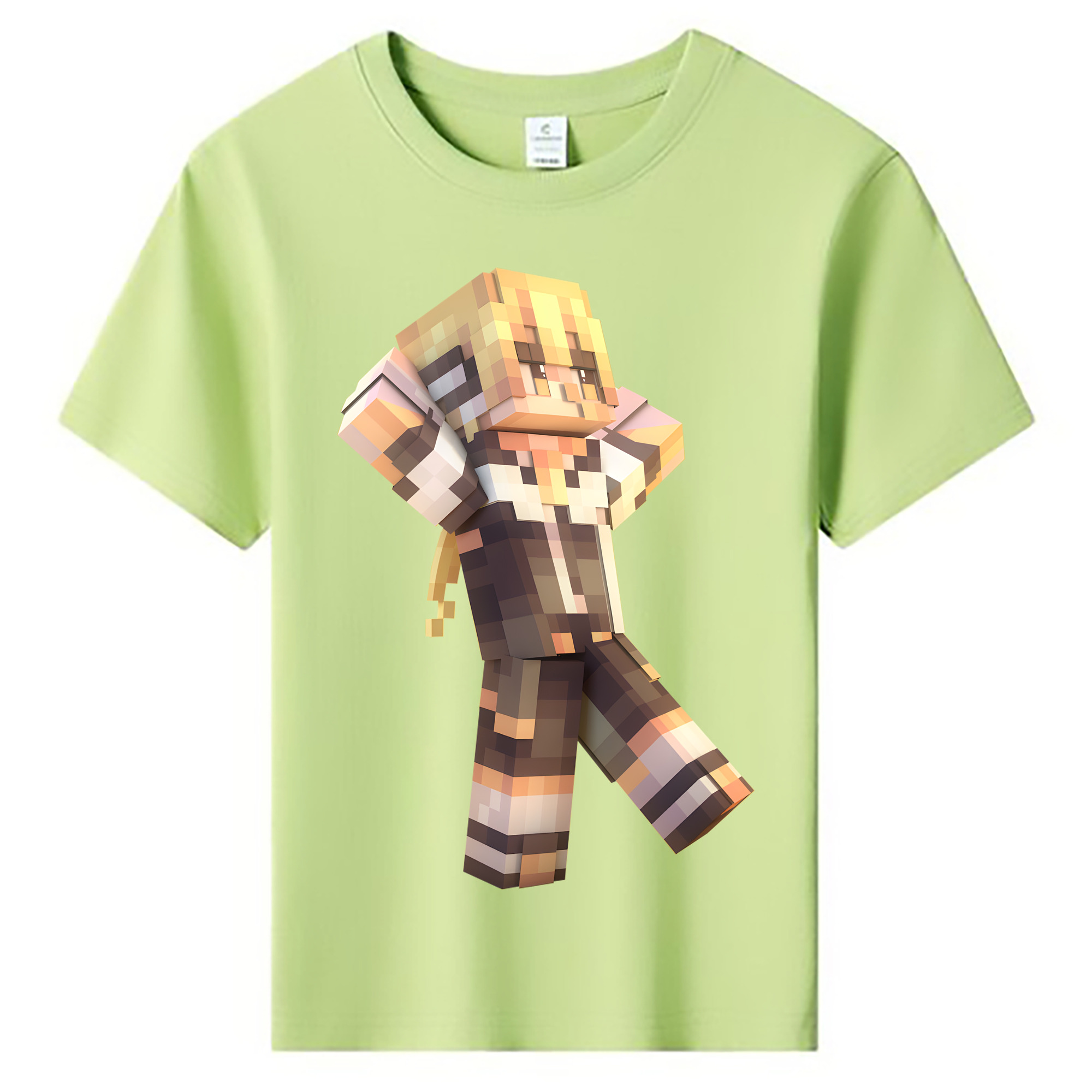 （画像用） マインクラフト ブロックの世界 Minecraft MC Block world 綿100％キッズTシャツ（フロントプリント）